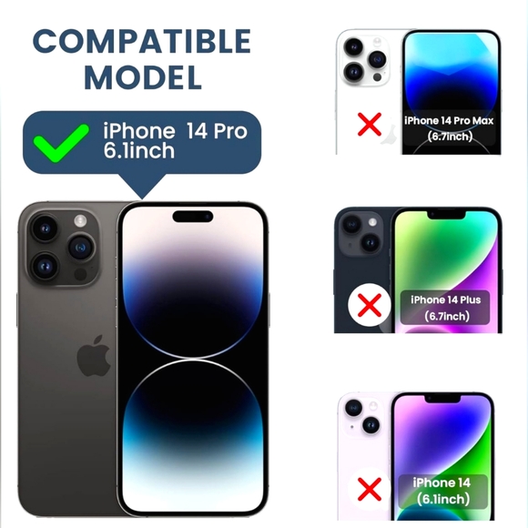 Goton - iPhone 14 Pro Case with Screen Protector, Slide Camera Cover - Purple - Picture 2 of 6